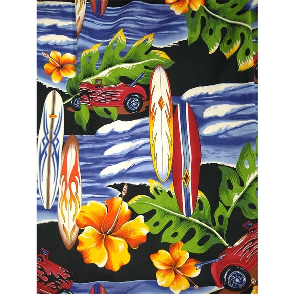 Vintage Hotrod Classic Car Men's HAWAIIAN SHIRT Styled by RJC Made in Hawaii L - Picture 8 of 12